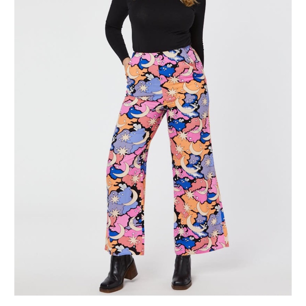 NWOT Joanie Clothing Romily Nighttime Cloud Print Wide Leg Trousers